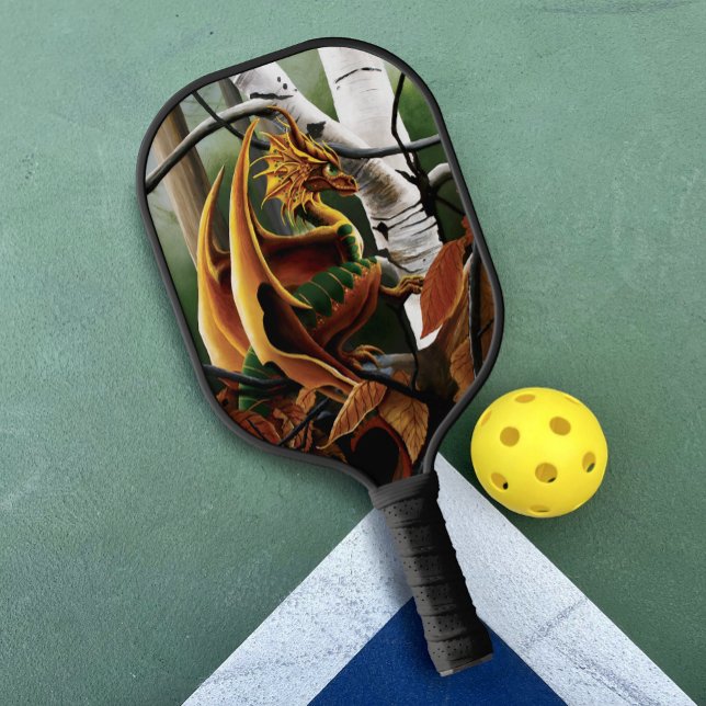 Autumn Dragon Orange Green Fantasy Pickleball Paddle (Creator Uploaded)