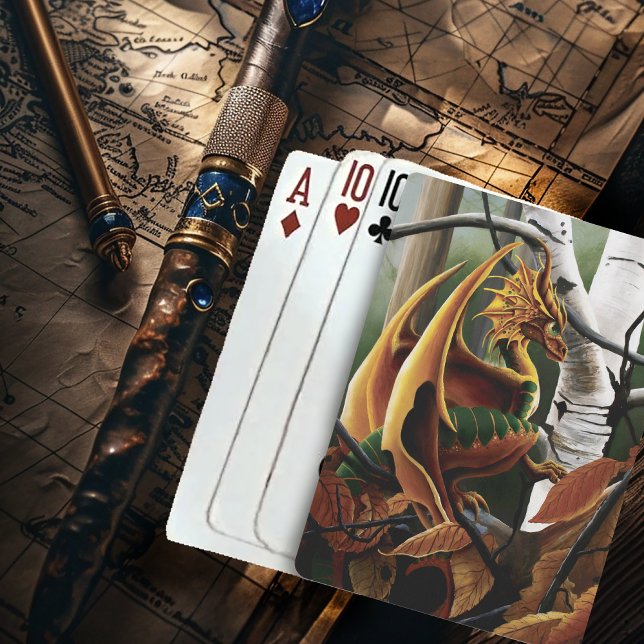 Autumn Dragon Orange Green Fantasy Poker Cards (Creator Uploaded)