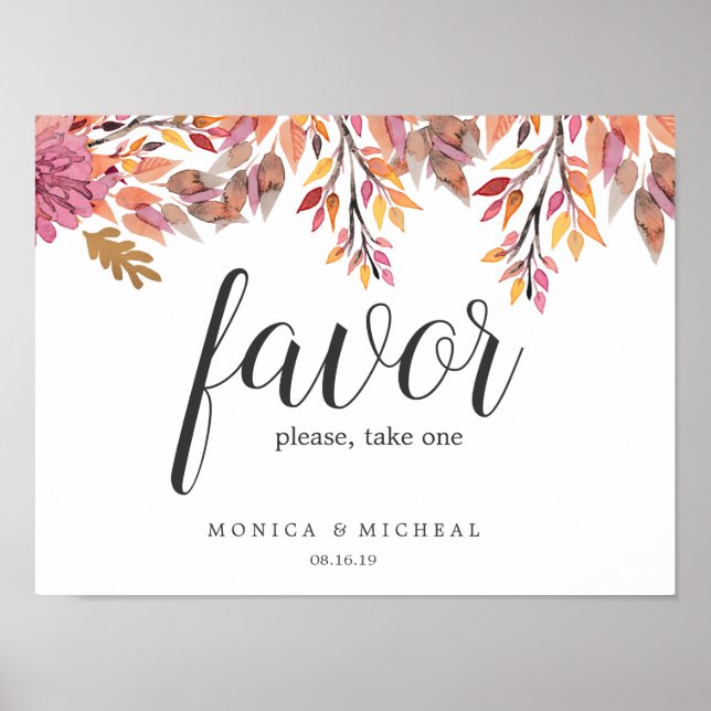 Autumn Dream | Wedding Favor Sign (Front)