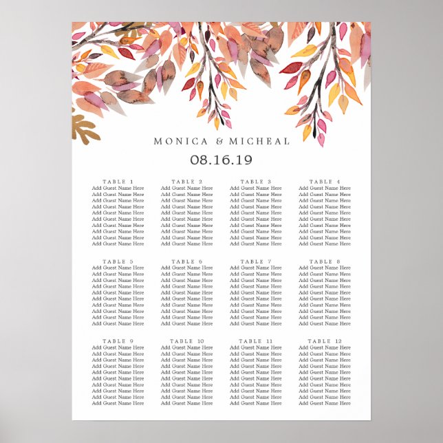 Autumn Dream | Wedding Seating Chart (Front)