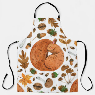 Autumn Dreams: Watercolor Squirrel Haven Apron