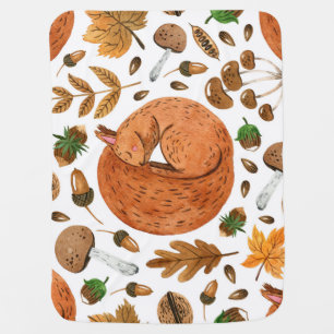 Autumn Dreams: Watercolor Squirrel Haven Baby Blanket