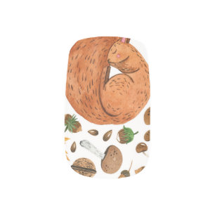Autumn Dreams: Watercolor Squirrel Haven Minx Nail Art