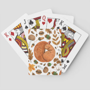 Autumn Dreams: Watercolor Squirrel Haven Poker Cards