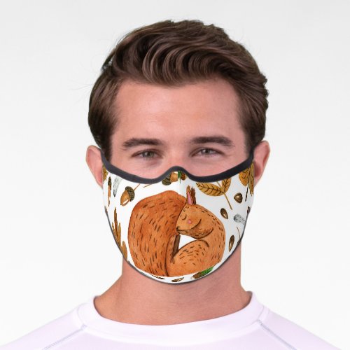 Autumn Dreams Watercolor Squirrel Haven Premium Face Mask