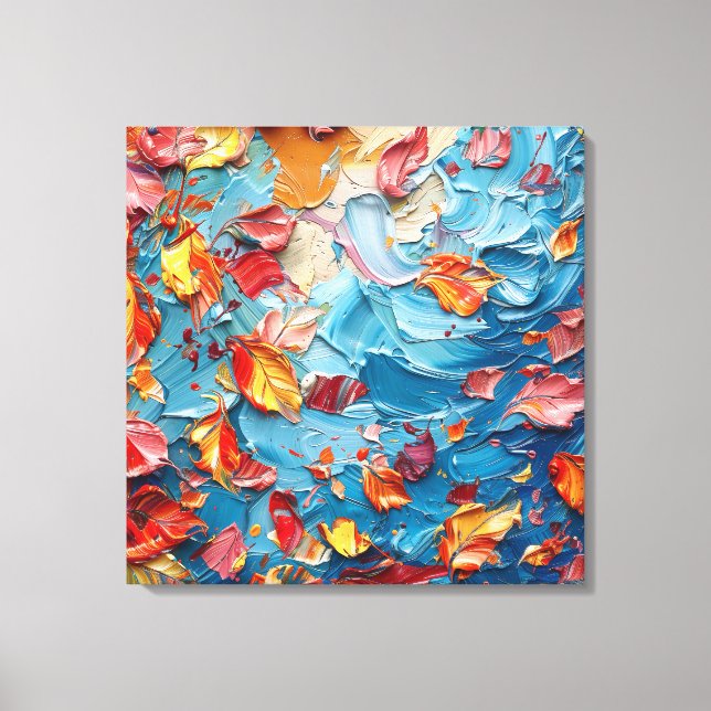 Autumn Drift – Abstract Falling Leaves Art Canvas Print (Front)