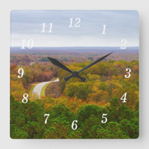 Autumn Drive Pano Wall Clock