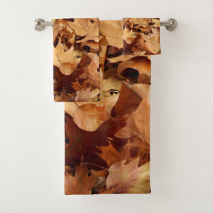autumn, dry leaves bath towel set