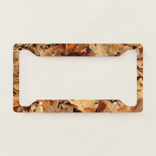 autumn, dry leaves license plate frame (Front)