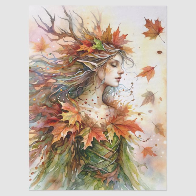 Autumn Dryad Fall Leaves Tissue Paper (Front)