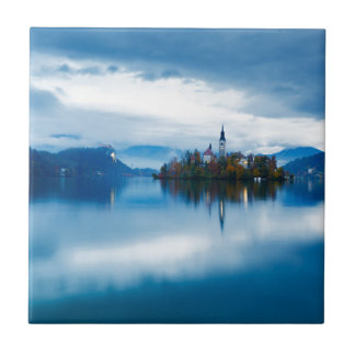 Autumn dusk at Lake Bled Ceramic Tile