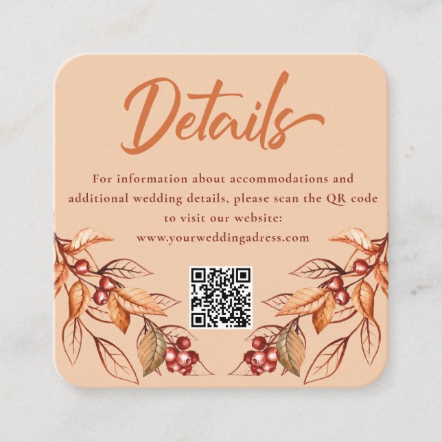 Autumn Earth ton Terracotta Wedding Enclosure Card (Front)