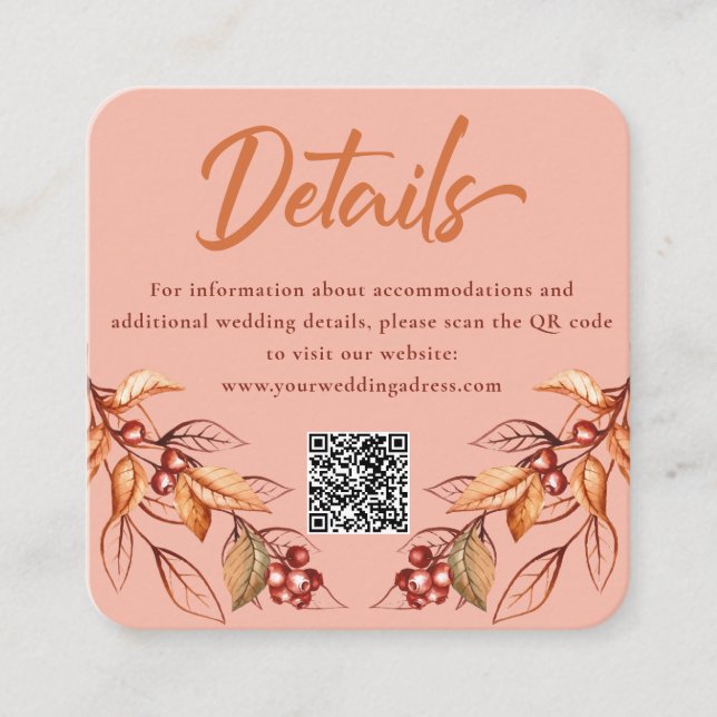 Autumn Earth ton Terracotta Wedding Enclosure Card (Front)