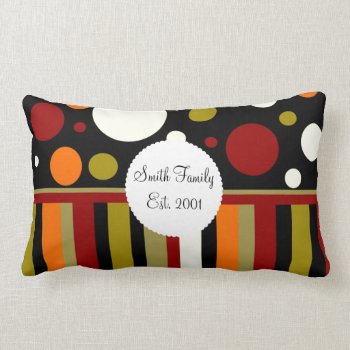 Autumn Earth Tones Stripes Polka Dots Pattern Lumbar Pillow by PrettyPatternsGifts at Zazzle
