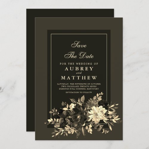 Autumn Earth Watercolor Dried Floral Spray Wedding Save The Date