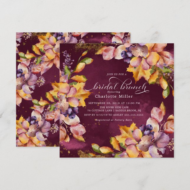 Autumn Elegance Bridal Shower Brunch Invitation (Front/Back)