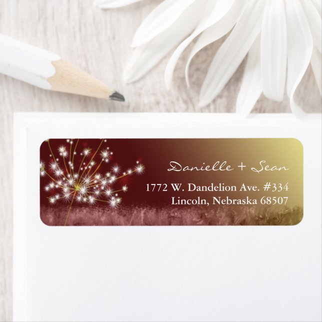 Autumn Elegance Dandelion Wedding Address Label (Insitu)