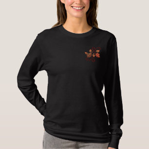 Autumn Elegance Embroidered Long Sleeve T-Shirt