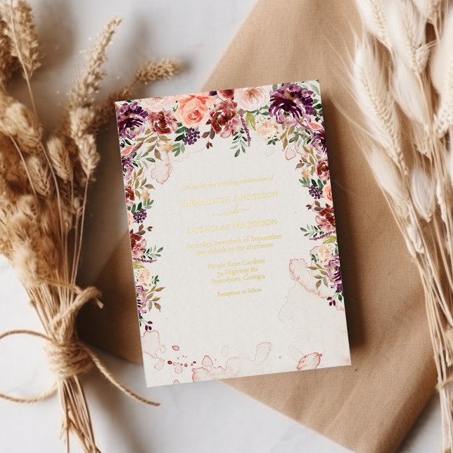Autumn Elegance Floral Wedding Foil Invitation (Creator Uploaded)