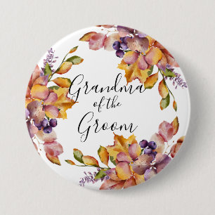 Autumn Elegance Grandma of the Groom Button