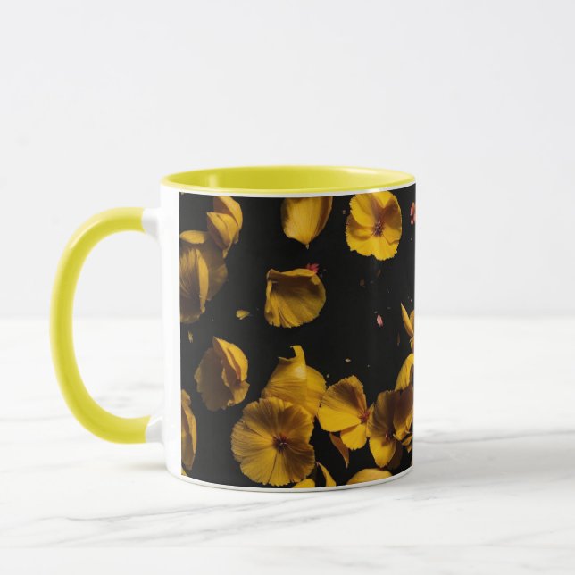 "Autumn Elegance: Mug Adorned with Falling Flower  (Left)
