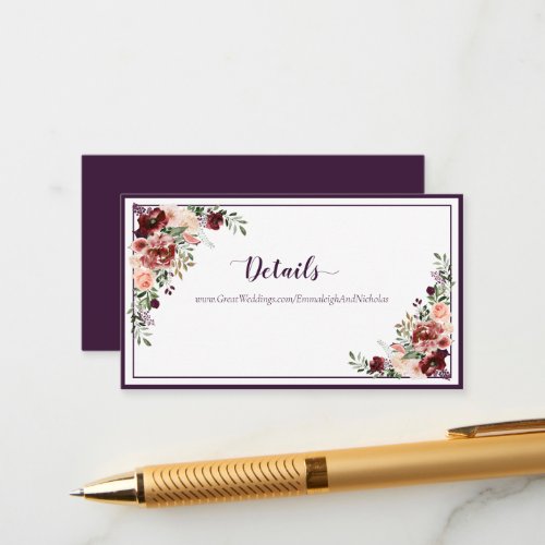 Autumn Elegance Purple Floral Enclosure Card