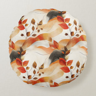 Autumn Elegance Seamless Pattern Round Pillow