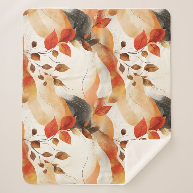 Autumn Elegance Seamless Pattern Sherpa Blanket (Front)
