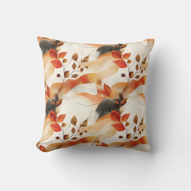 Autumn Elegance Seamless Pattern Throw Pillow (Front)