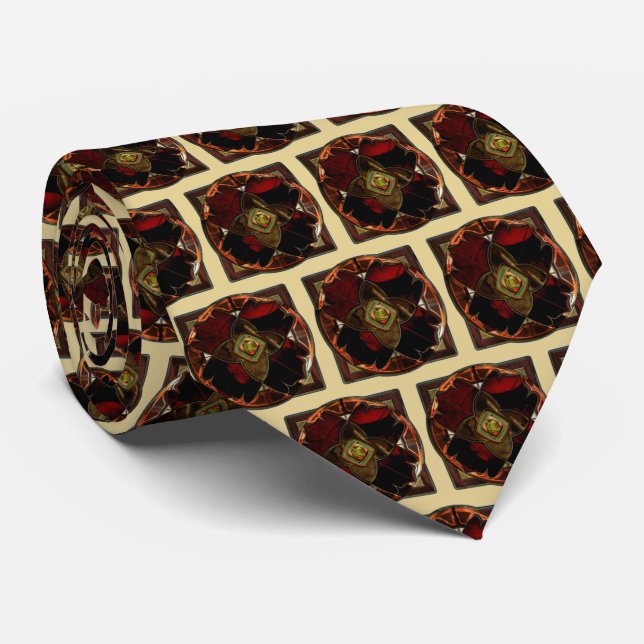 Autumn Elegance: The Floral Medallion Neck Tie (Rolled)