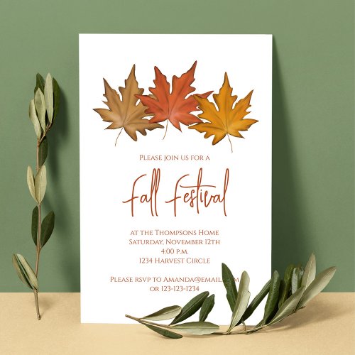 Autumn Elegant Foliage Fall Leaves Minimalist  Invitation