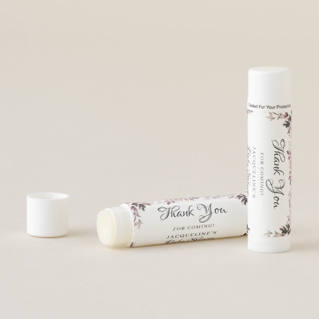 Autumn Elegant Purple Flowers Foliage Baby Shower Lip Balm (In Situ)