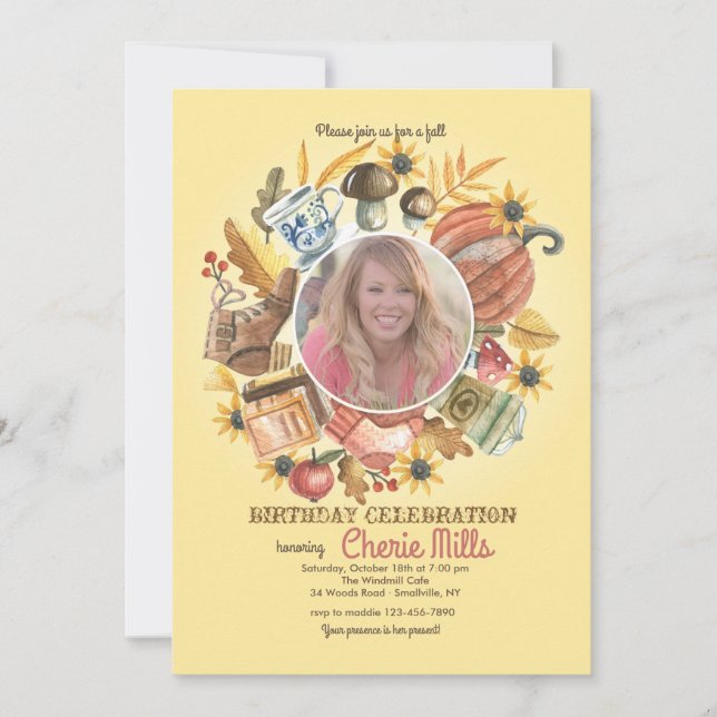 Autumn Elements Photo Invitation (Front)