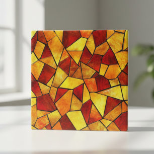 Autumn Ember Stained Glass Mosaic Ceramic Tile