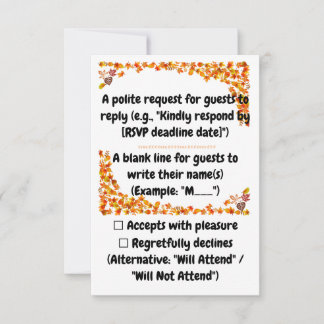 Autumn Embrace Orange & Tan Leaf Design RSVP Card