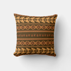 Autumn embroidered cross-stich retro striped backg throw pillow