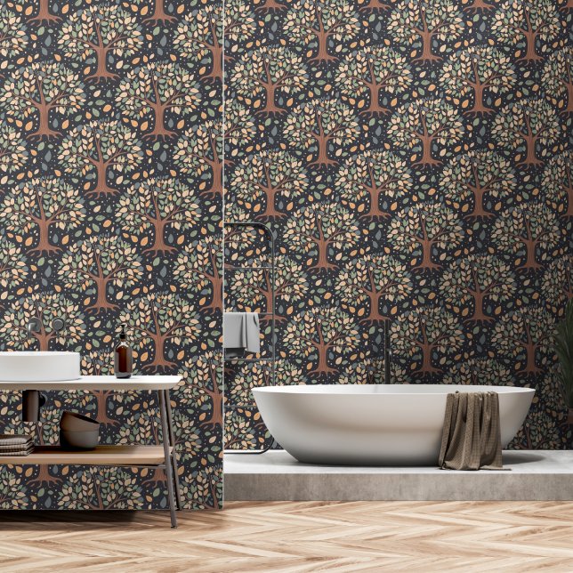 Autumn Enchantment: Botanical Elegant Wallpaper Wallpaper (Bathroom)
