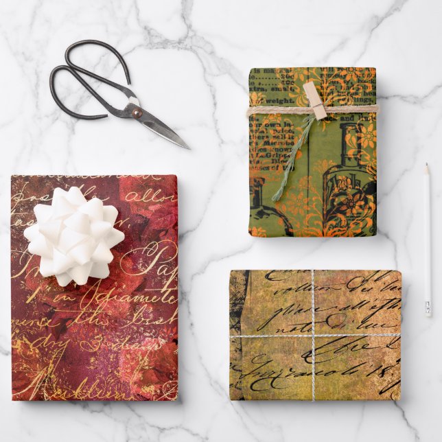 Autumn Ephemera Pattern Wrapping Paper Sheets (Front)