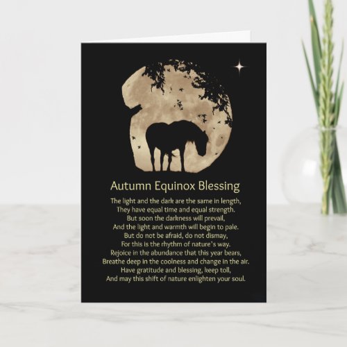 Autumn Equinox Blessings Card with Horse