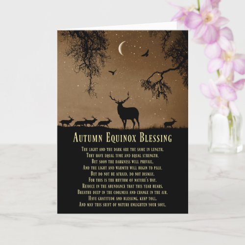 Autumn Equinox Blessings With Elk and Moon Card