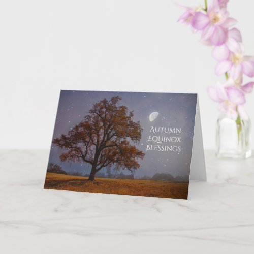 Autumn Equinox Mabon Beautiful Oak Tree Blessings  Card