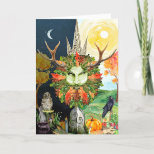 Autumn Equinox Mabon Greenman Holiday Card