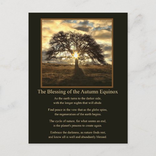 Autumn Equinox Mabon Oak Tree Blessing Postcard