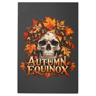 Autumn Equinox Skull Metal Print