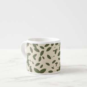Autumn Espresso Falling Leaves Olive Green Cup