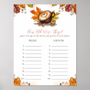 Autumn Espresso Love Is Brewing Bridal Shower Game Poster