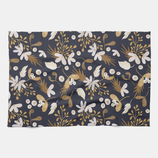 Autumn Evening Bloom Kitchen Towel (Horizontal)