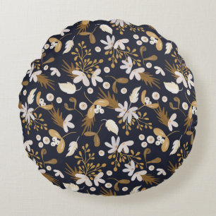 Autumn Evening Bloom Round Pillow