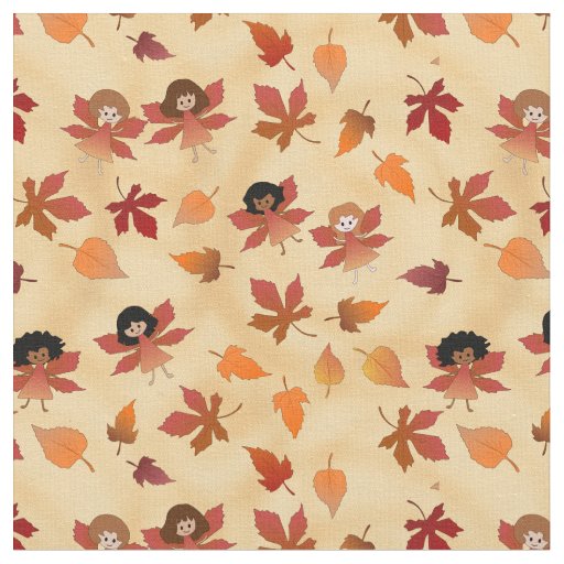 Autumn Fairies and Leaves Fabric