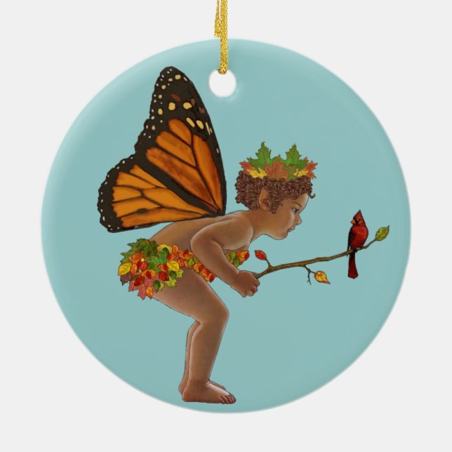 Autumn Fairy Ceramic Ornament (Back)